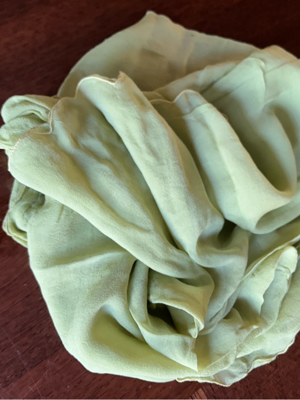 Light Green Silk Scarf 7“ x 47“ vintage sheer